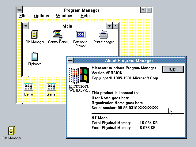 Windows NT 3.1 PreRelease - Desktop